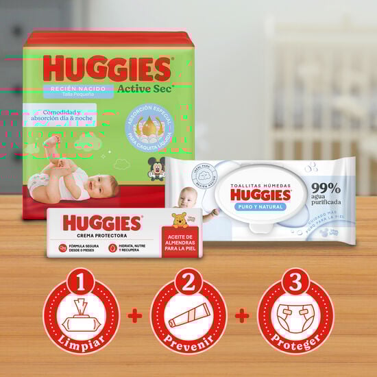 Pañales Huggies Active Sec Etapa 0/RN, 25 uds